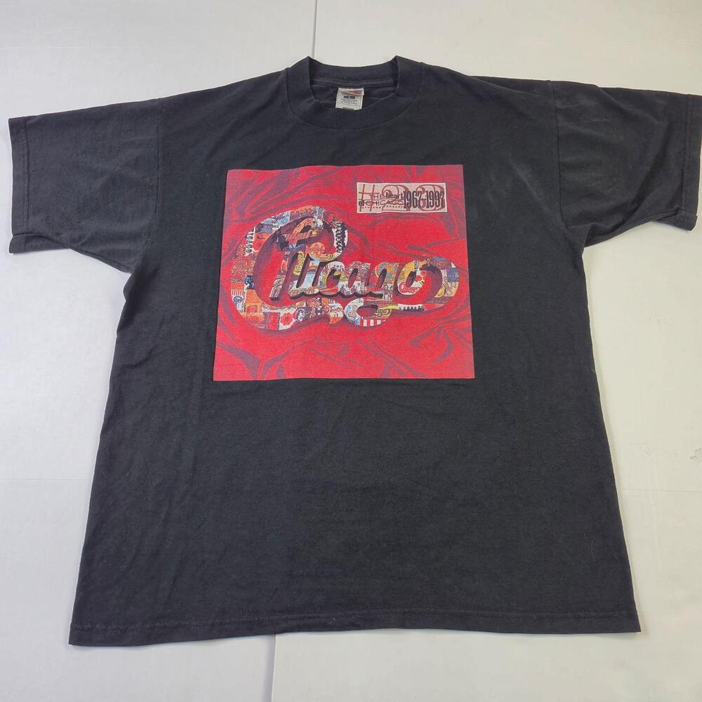 Vintage Chicago Shirt Mens Large Black 1997 Tour 30th Anniversary Band Tee